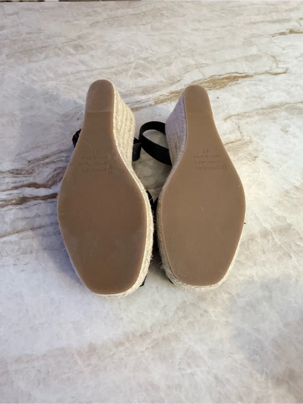 Women's Black Leather Slingback Espadrilles -
